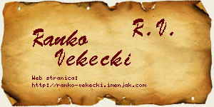 Ranko Vekecki vizit kartica